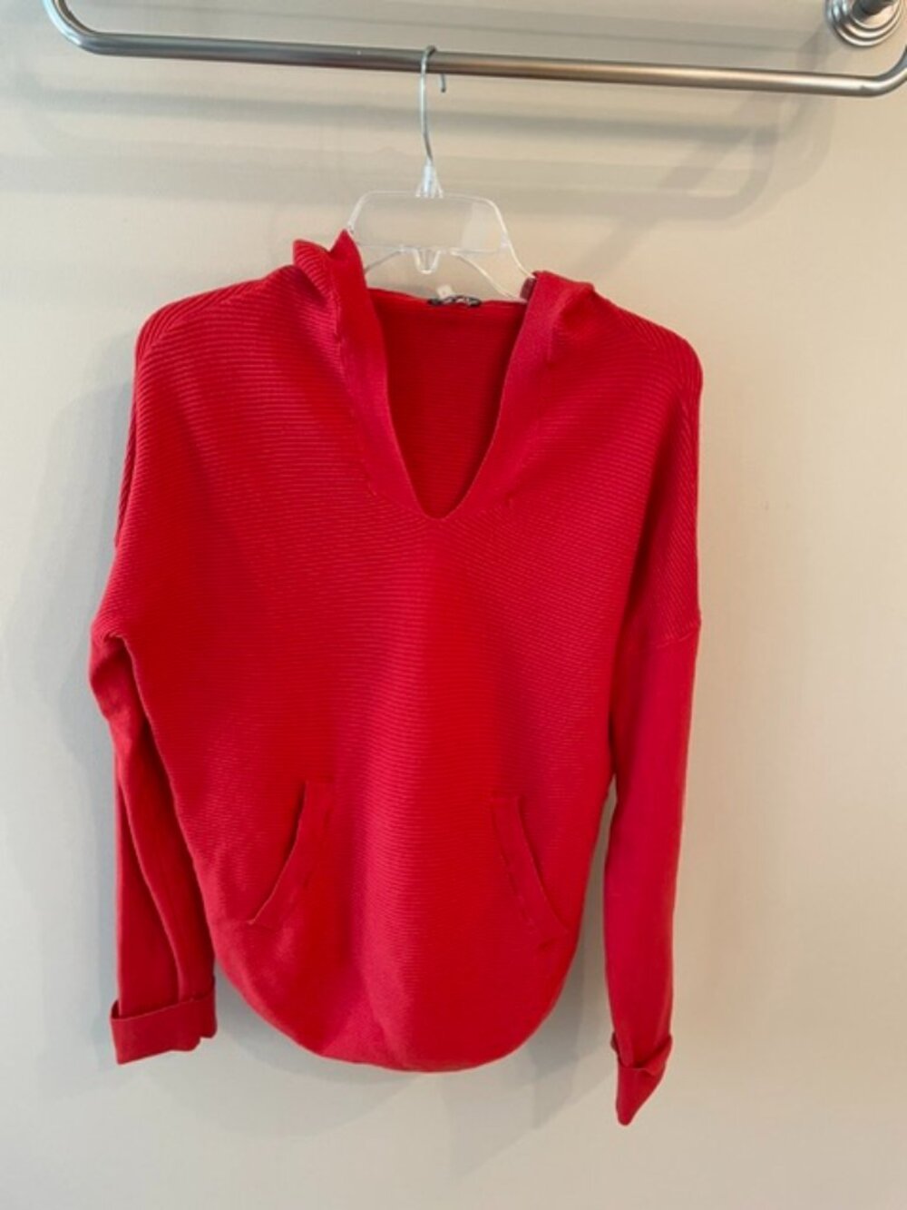 Women's Red hooded soft knit sweater